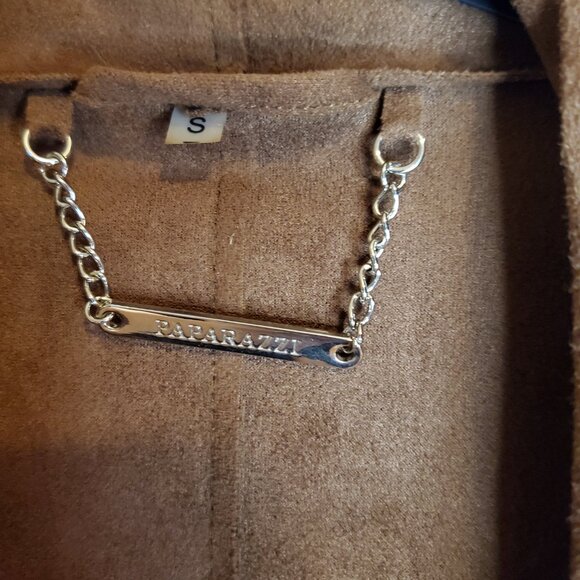 Paparazzi Small Brown Faux Suede Long Waterfall Open Vest - Picture 4 of 6